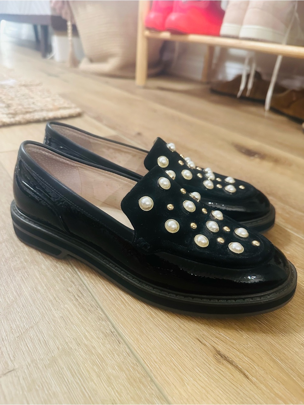 Louise et Cie Black Pearl-Accent Loafers